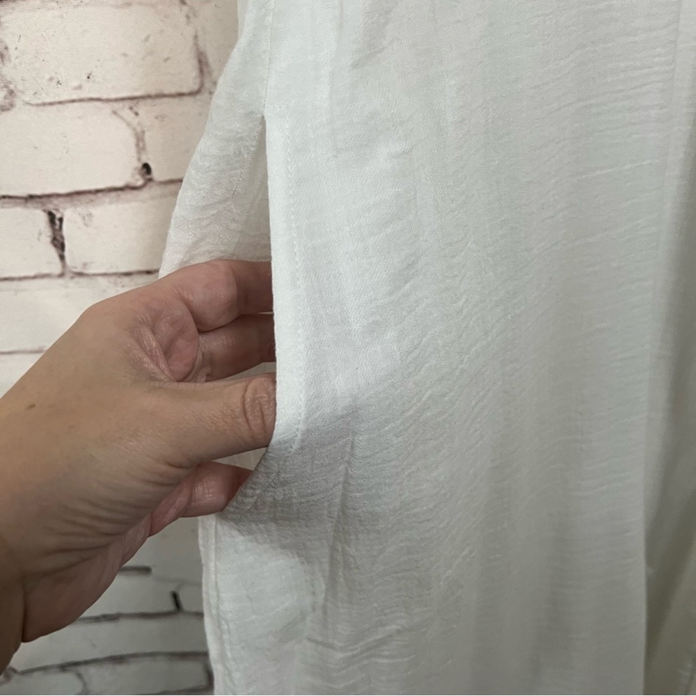 Soft Surroundings Sz Large 100% Cotton Casual Dress Pockets Knee Length White SS - Picture 4 of 12